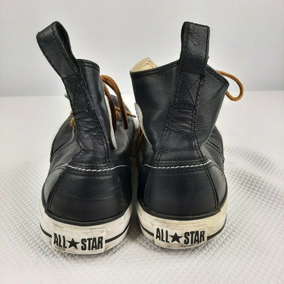 Converse Chuck Taylor Classic Boot High Black Leather Mens Size 10 Moc Toe - Picture 7 of 7